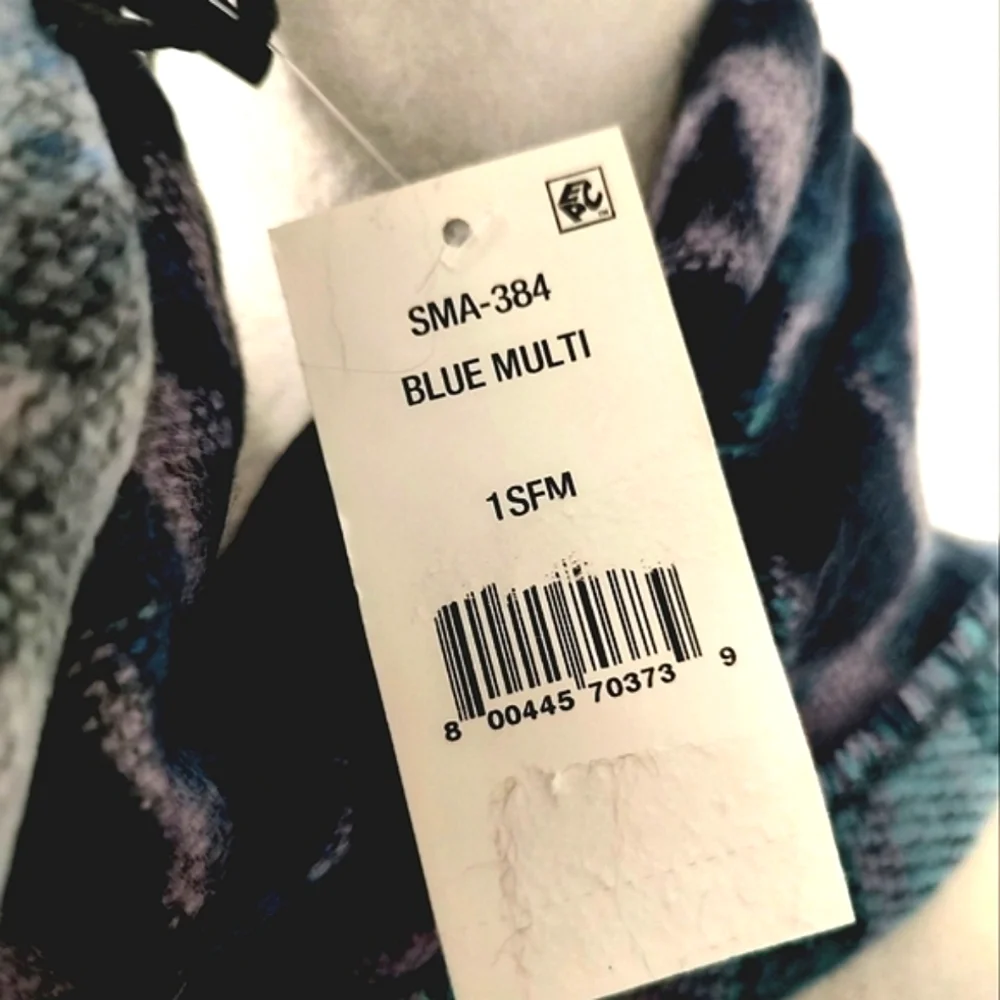 Steve Madden Blue Multi Fringe Scarf 1 SFM